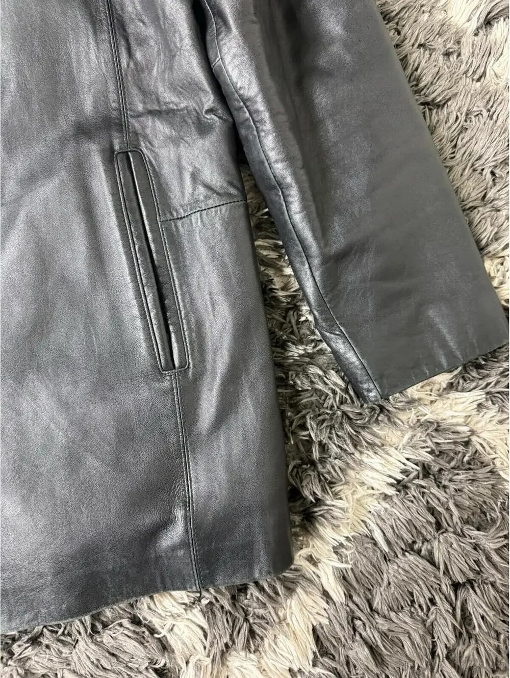 VTG Nicole Miller New York Black 100% Genuine Leather Jacket Quilted Pockets XL